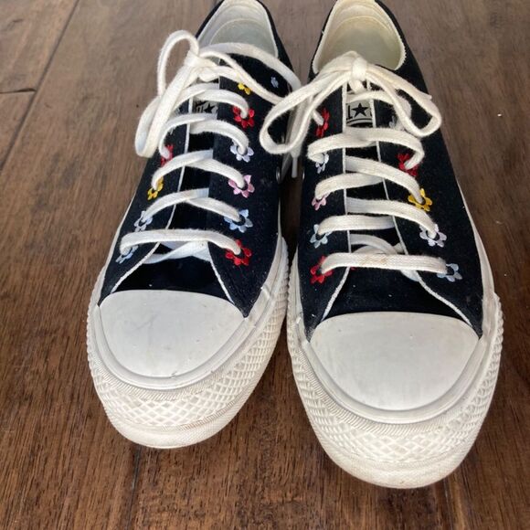 CONVERSE Star Lift Platform Low Floral Embroidered Sneakers Womens size 7 - Picture 8 of 14